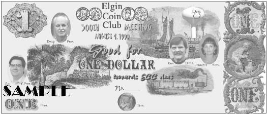 Elgin Coin Club 500th Meeting Bill Obverse