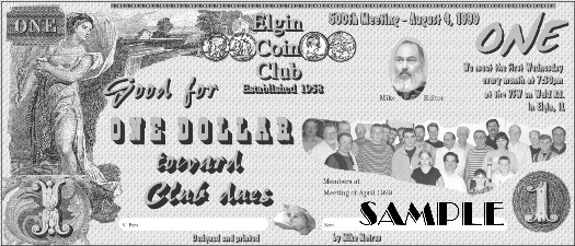 Elgin Coin Club 500th Meeting Bill Reverse